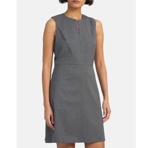 Theory Medium Grey Split Front Dress in Wool Twill –– NWT